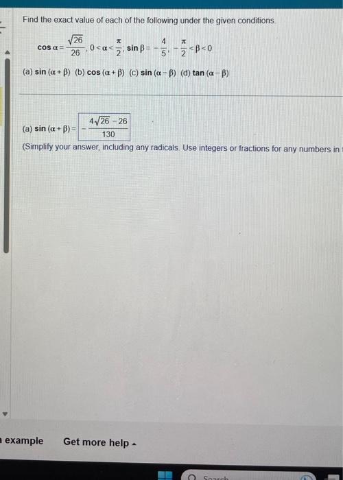 Solved Find the exact value of each of the following under | Chegg.com
