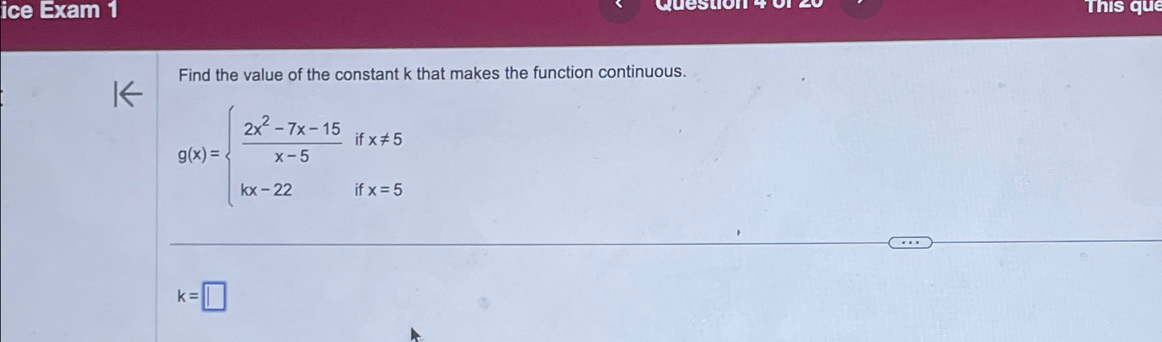 Solved ice Exam 1Find the value of the constant k ﻿that | Chegg.com