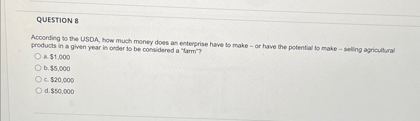 Solved QUESTION 8According to the USDA, how much money does | Chegg.com