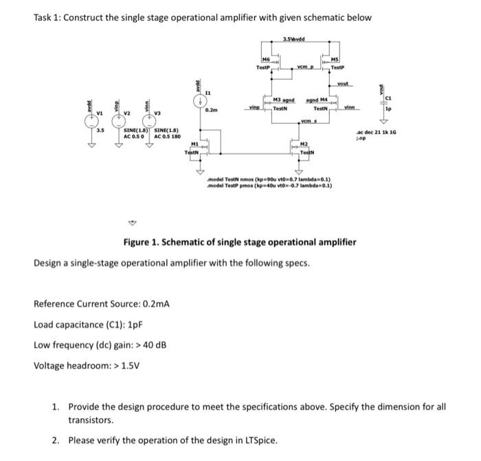 Solved Task 1: Construct the single stage operational | Chegg.com
