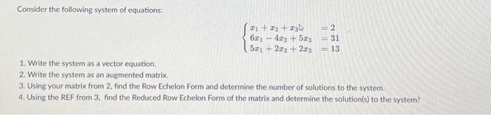 Solved Consider the following system of equations: | Chegg.com