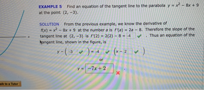 Solved Example 5 Find An Equation Of The Tangent Line To The Chegg Com
