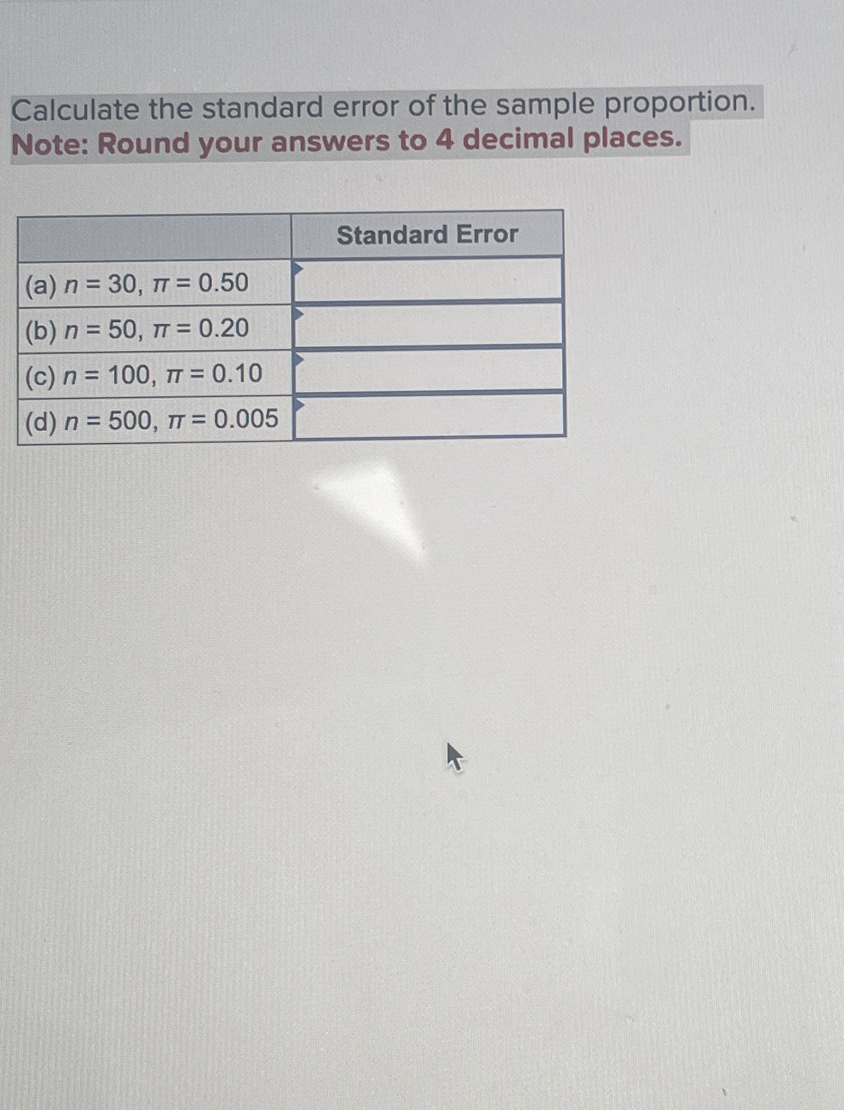Solved Calculate the standard error of the sample | Chegg.com