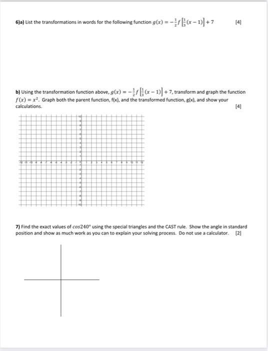 Solved ADVANCED FUNCTIONS DIAGNOSTIC TEST Name: 1) 31 a) | Chegg.com