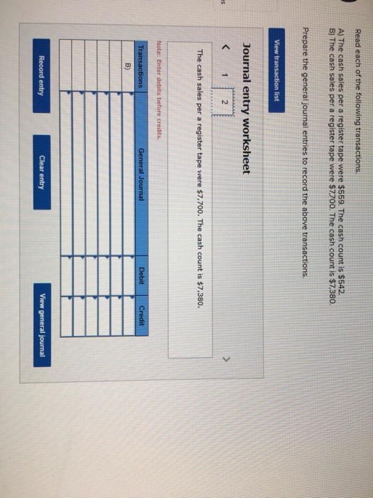 Solved Read each of the following transactions. Ay The cash | Chegg.com