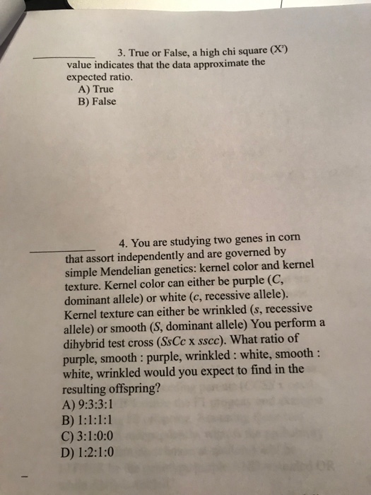 Solved 3 True Or False A High Chi Square X Value Chegg