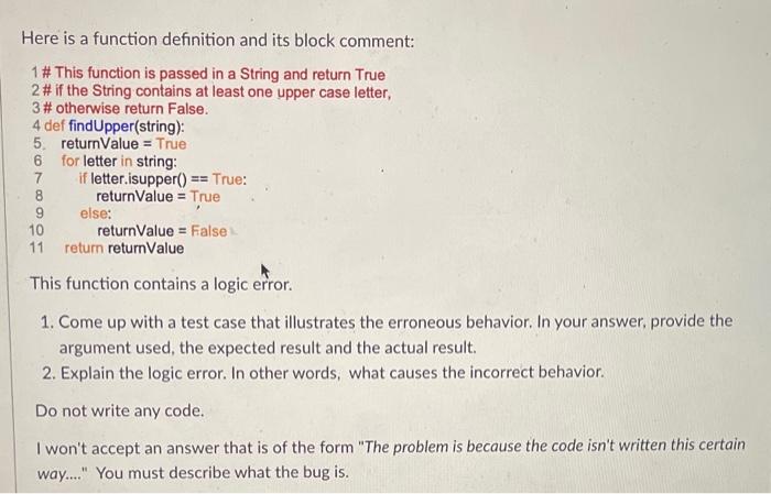 Solved Here is a function definition and its block comment: | Chegg.com