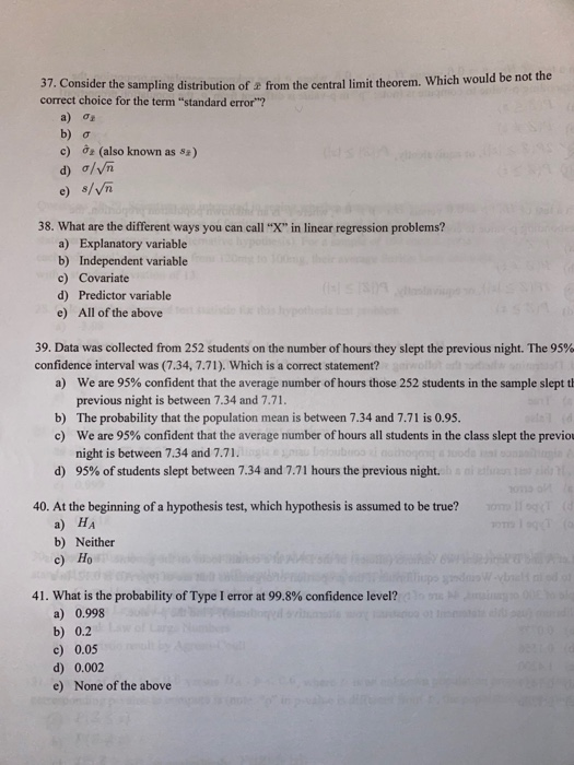 Solved 37. Consider the sampling distribution of from the | Chegg.com