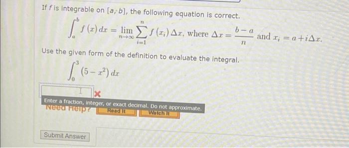 Solved If Fis Integrable On [a, B], The Following Equation | Chegg.com