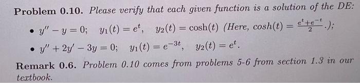 Solved Problem 0.10. Please verify that each given function | Chegg.com