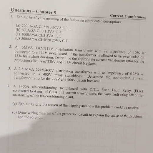 Solved Questions - ﻿Chapter 9Current TransformersExplain | Chegg.com