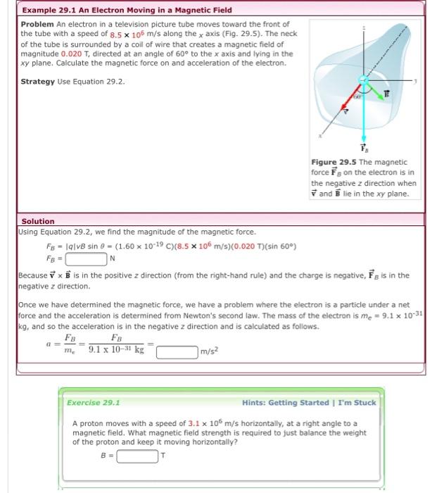 Solved Example 29.1 An Electron Moving in a Magnetic Field | Chegg.com