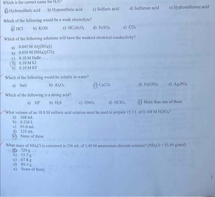 Solved Which is the correct name for HS? Hydrosulfuric acid | Chegg.com