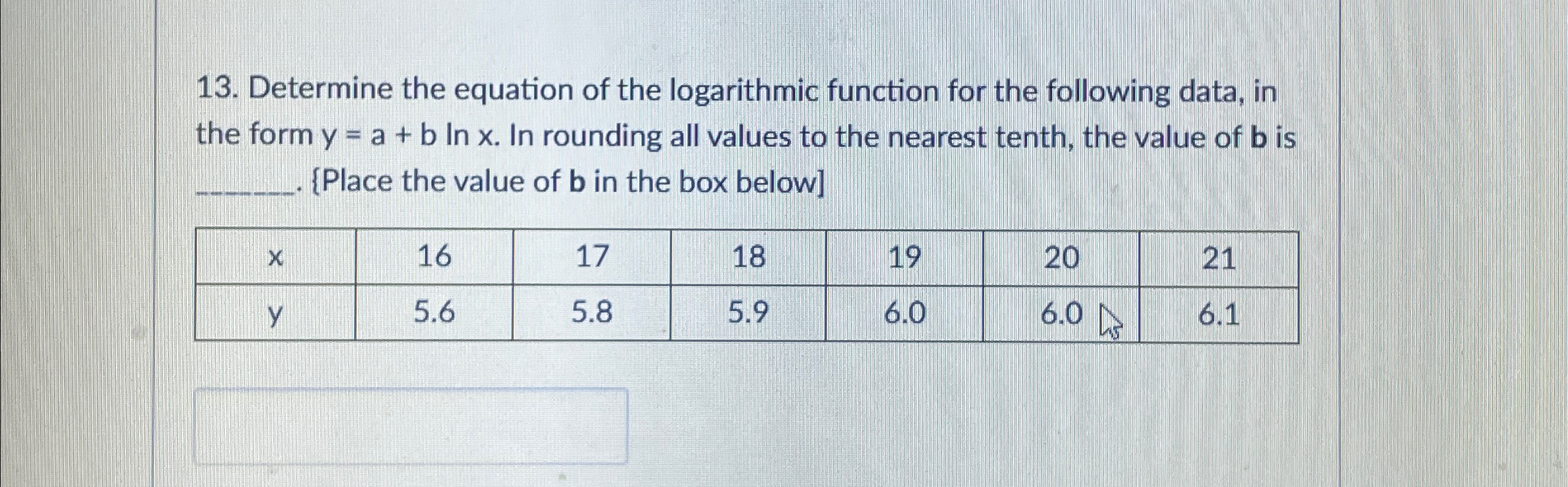 Solved Determine the equation of the logarithmic function | Chegg.com