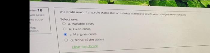 Solved The profit maximizing rule states that a business | Chegg.com