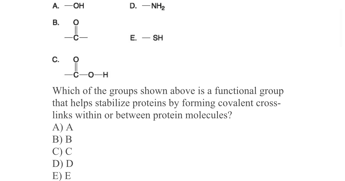 Solved A. -OHD. -NH2B.E. -SHC.Which of the groups shown | Chegg.com