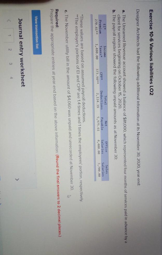 Solved Exercise 106 Various liabilities LO2 Designer