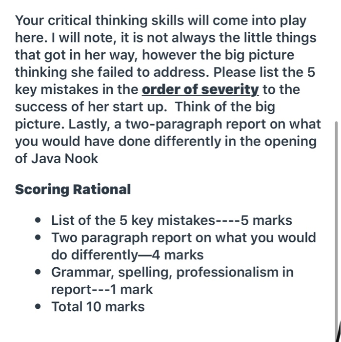 Assignment Overview Java Nook Case Study - Individual | Chegg.com