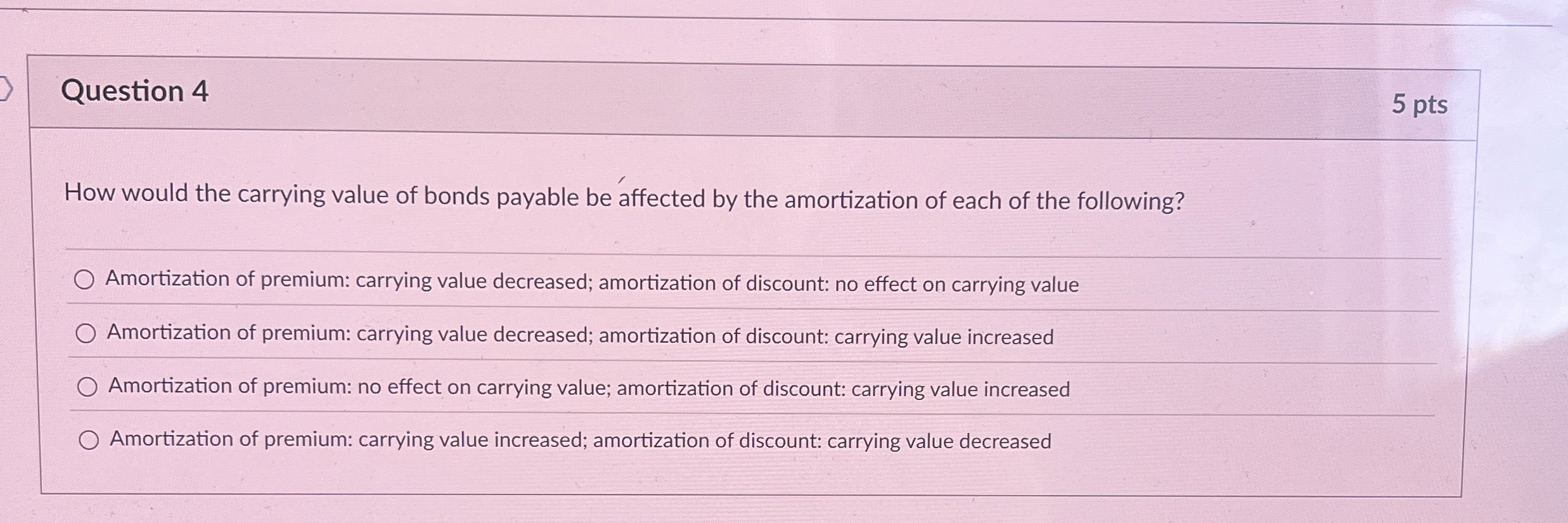 Solved Question 4How would the carrying value of bonds