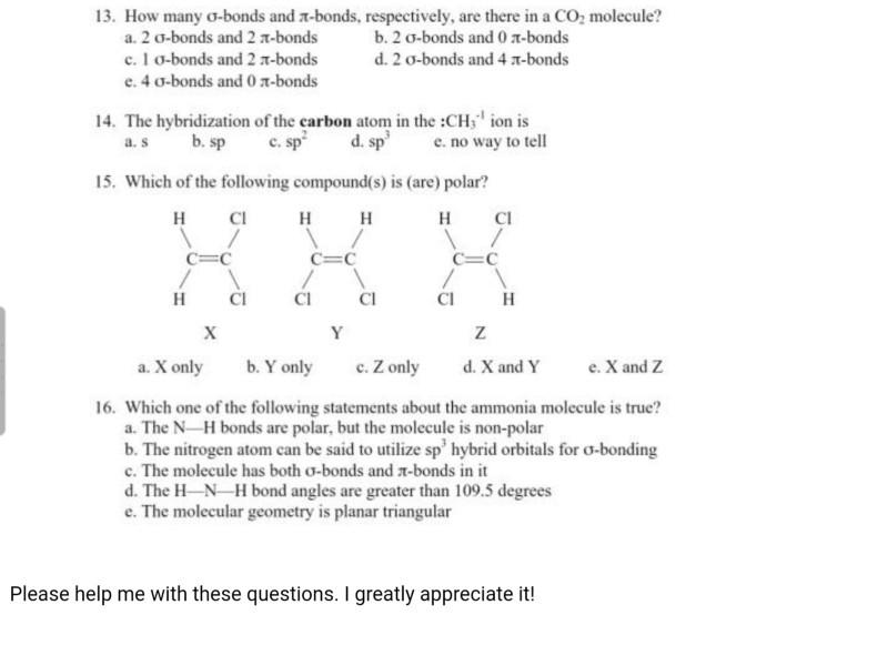 Solved 13 How Many O Bonds And A Bonds Respectively Ar Chegg Com