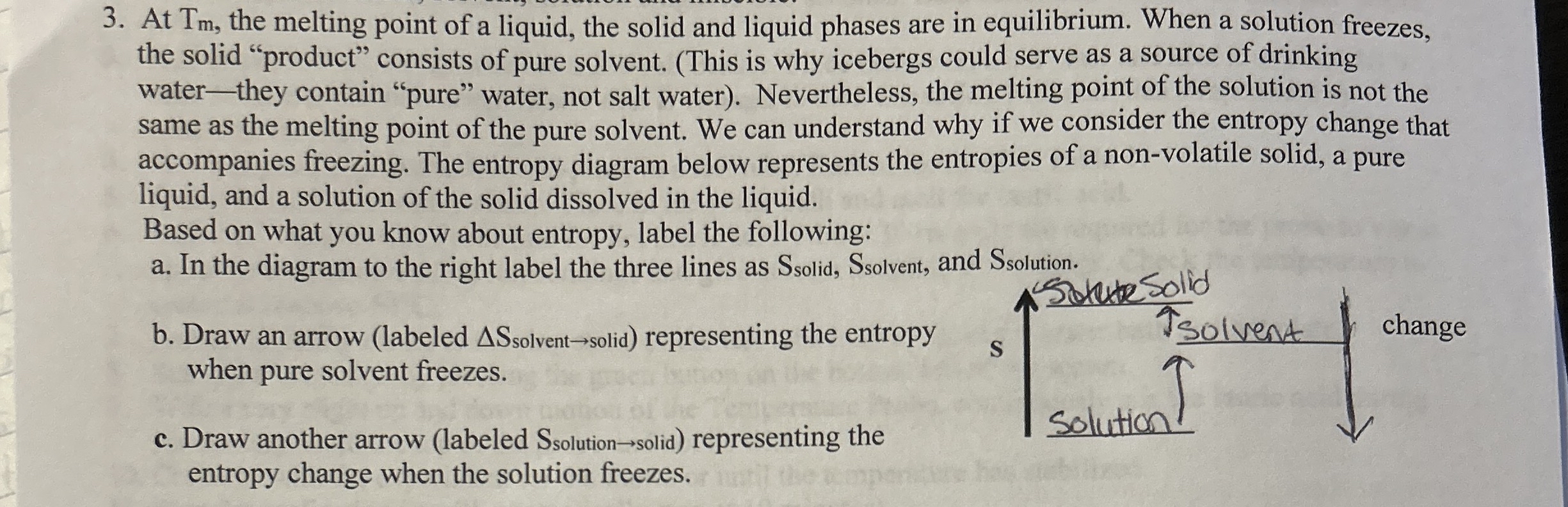 Solved At Tm, ﻿the melting point of a liquid, the solid and