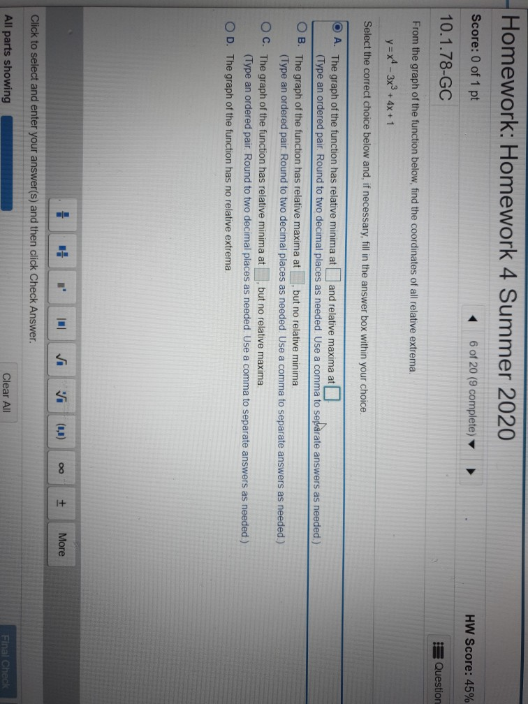 Solved Homework: Homework 4 Summer 2020 Score: 0 of 1 pt 6 | Chegg.com