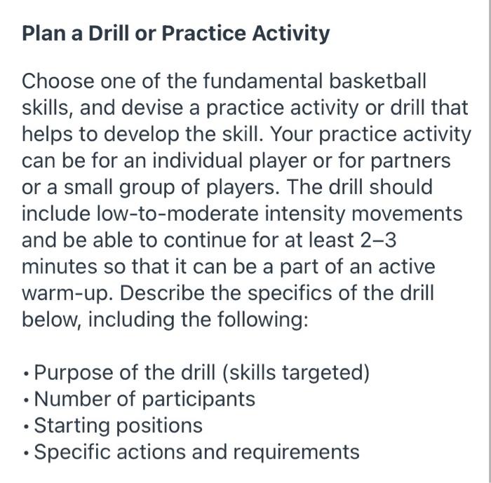 Solved Plan A Drill Or Practice Activity Choose One Of The | Chegg.com