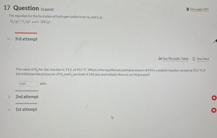 Solved See page 685 17 Question (1 point) The equation for | Chegg.com