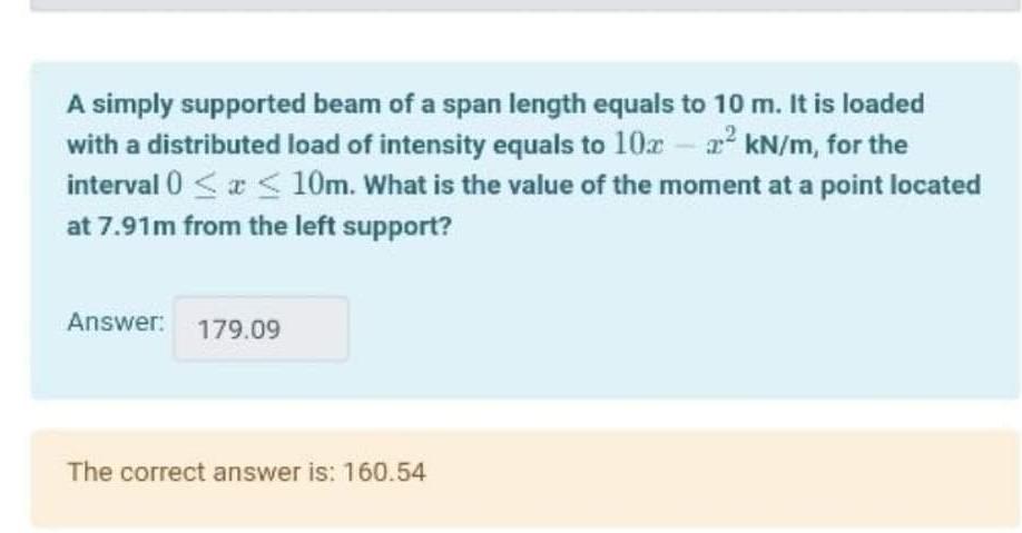 Solved A simply supported beam of a span length equals to 10 | Chegg.com