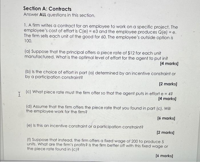 Solved Section A: Contracts Answer ALL questions in this | Chegg.com