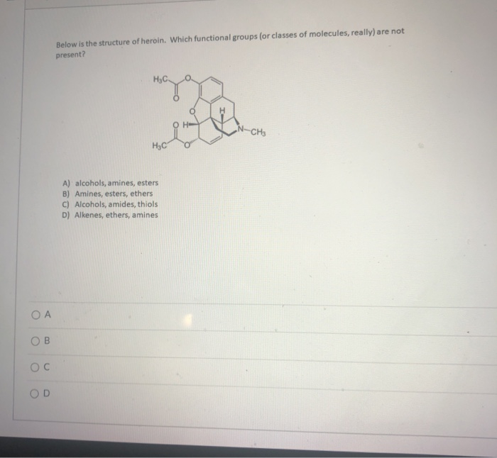 Solved Below is the structure of heroin. Which functional | Chegg.com