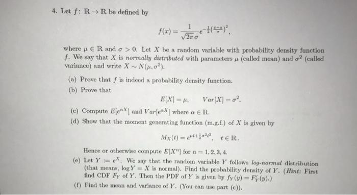 Solved 4 Let F R R Be Defined By F X 6 3 Where P Chegg Com