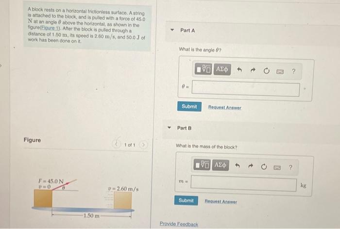 Solved A Block Rests On A Horizontal Frictionless Surface. A | Chegg.com