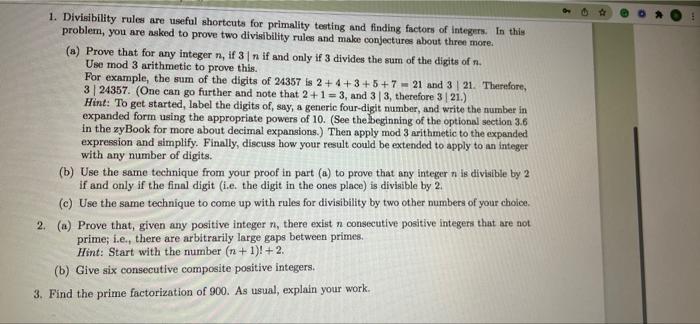 Solved 1. Divisibility rules are useful shortcuts for | Chegg.com