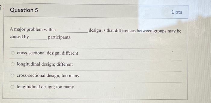 Solved A Major Problem With A Design Is That Differences | Chegg.com