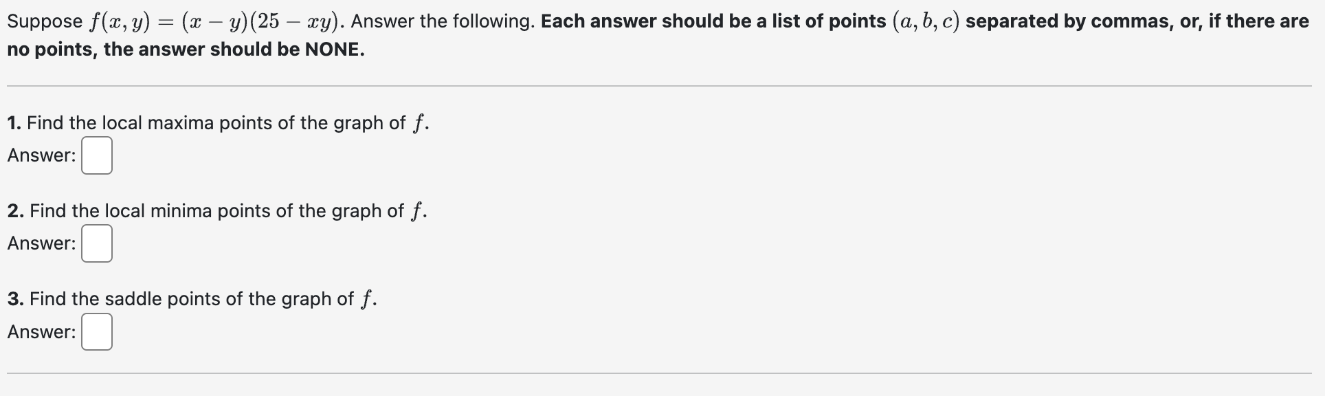 Solved Suppose F X Y X Y 25 Xy ﻿answer The Following