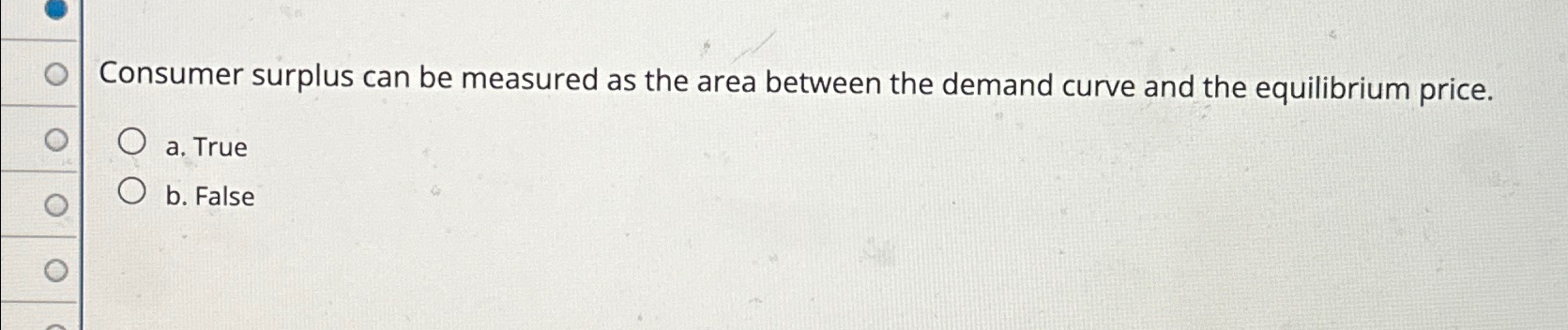 Solved Consumer surplus can be measured as the area between | Chegg.com