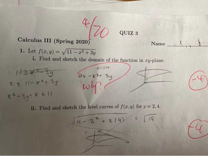 Solved 4170 Qui Quiz 3 Calculus Iii Spring Name 1 Chegg Com