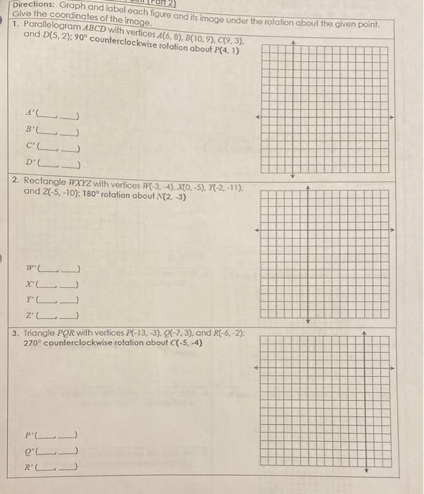 Solved Directions. Graph and label each figure and its image