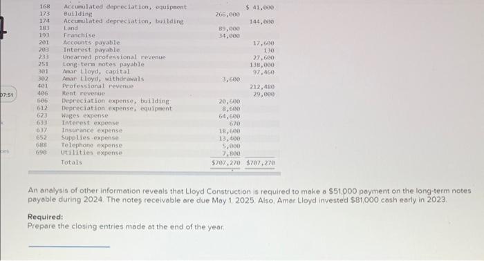 Solved An analysis of other information reveals that Lloyd | Chegg.com