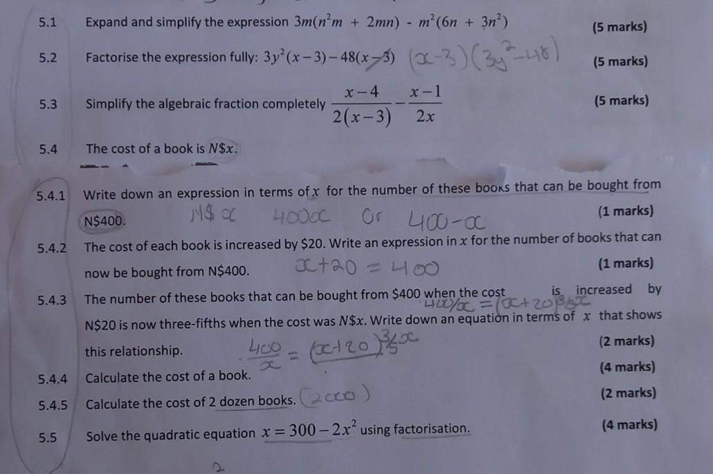 5 1 Expand And Simplify The Expression 3m N M 2mn Chegg Com