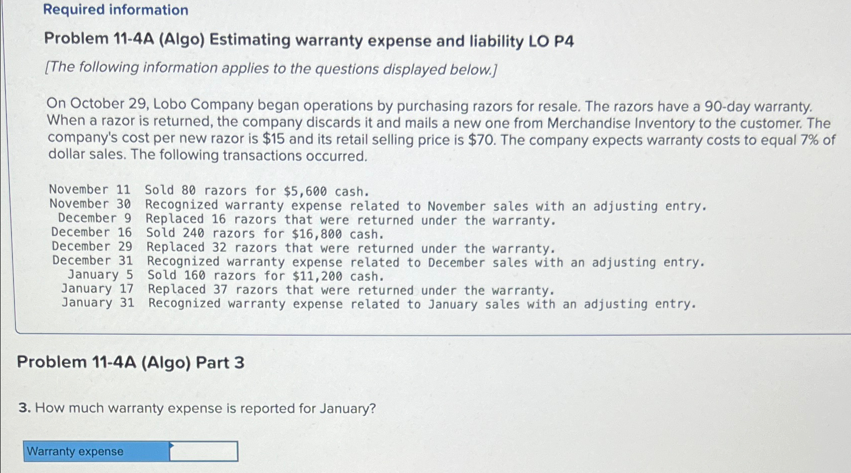 Solved Required InformationProblem 11-4A (Algo) ﻿Estimating | Chegg.com