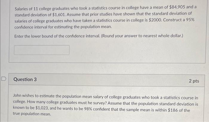 Solved Salaries of 11 college graduates who took a | Chegg.com