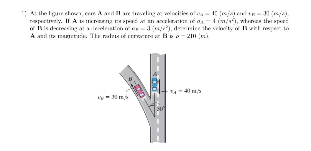 Solved At The Figure Shown, Cars A And B ﻿are Traveling At | Chegg.com