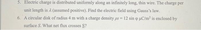 Solved 8. Charge is distributed uniformly along an infinite | Chegg.com