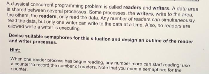 Solved A classical concurrent programming problem is called | Chegg.com