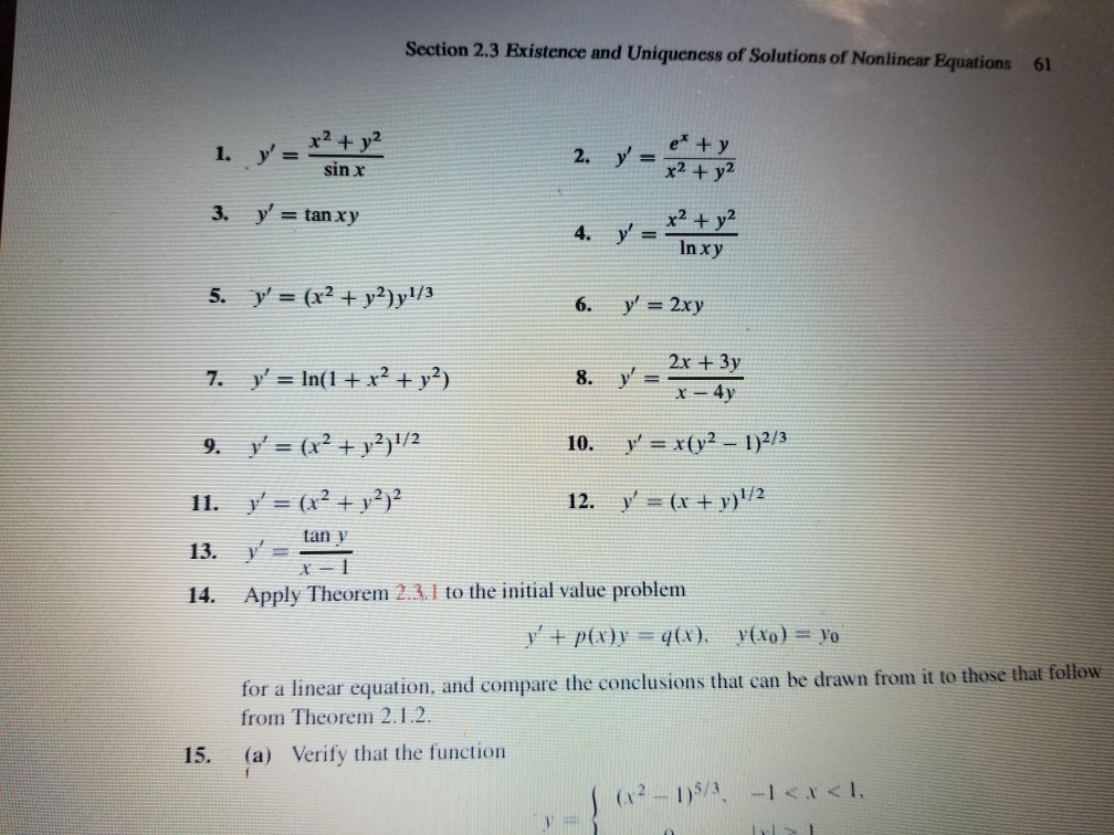 Solved Section 2.3 Existence and Uniqueness of Solutions of | Chegg.com
