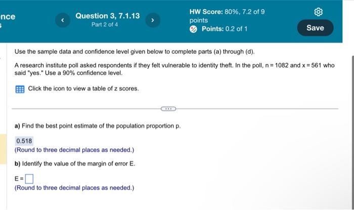Solved Use the sample data and confidence level given below | Chegg.com