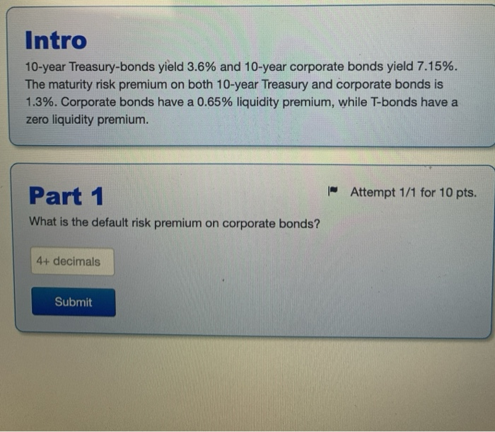 Solved Intro 10-year Treasury-bonds Yield 3.6% And 10-year | Chegg.com