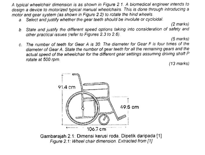 Solved A typical wheelchair dimension is as shown in Figure